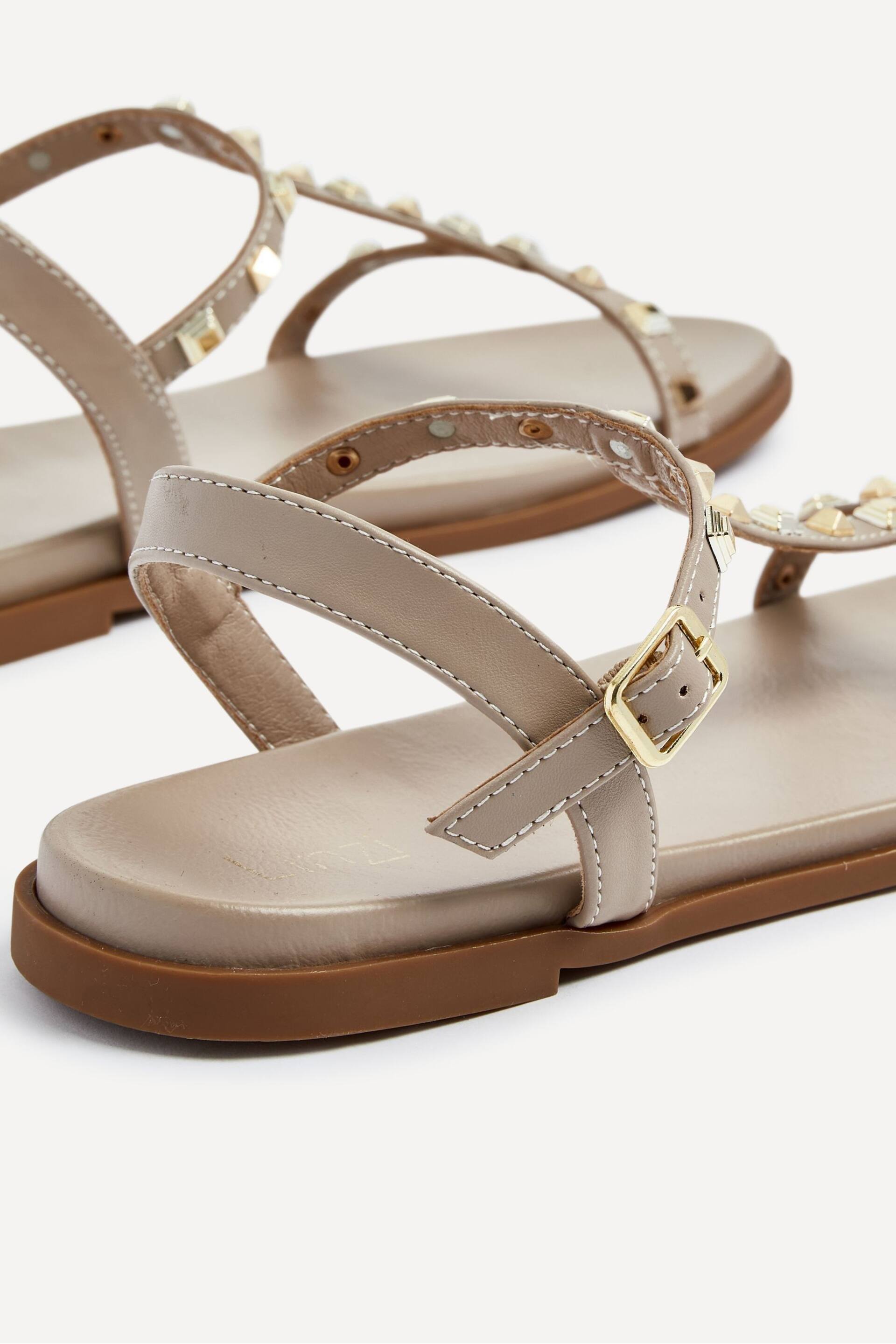 Linzi Natural Bliss T-Post Flat Sandals With Stud Embellishment - Image 5 of 5