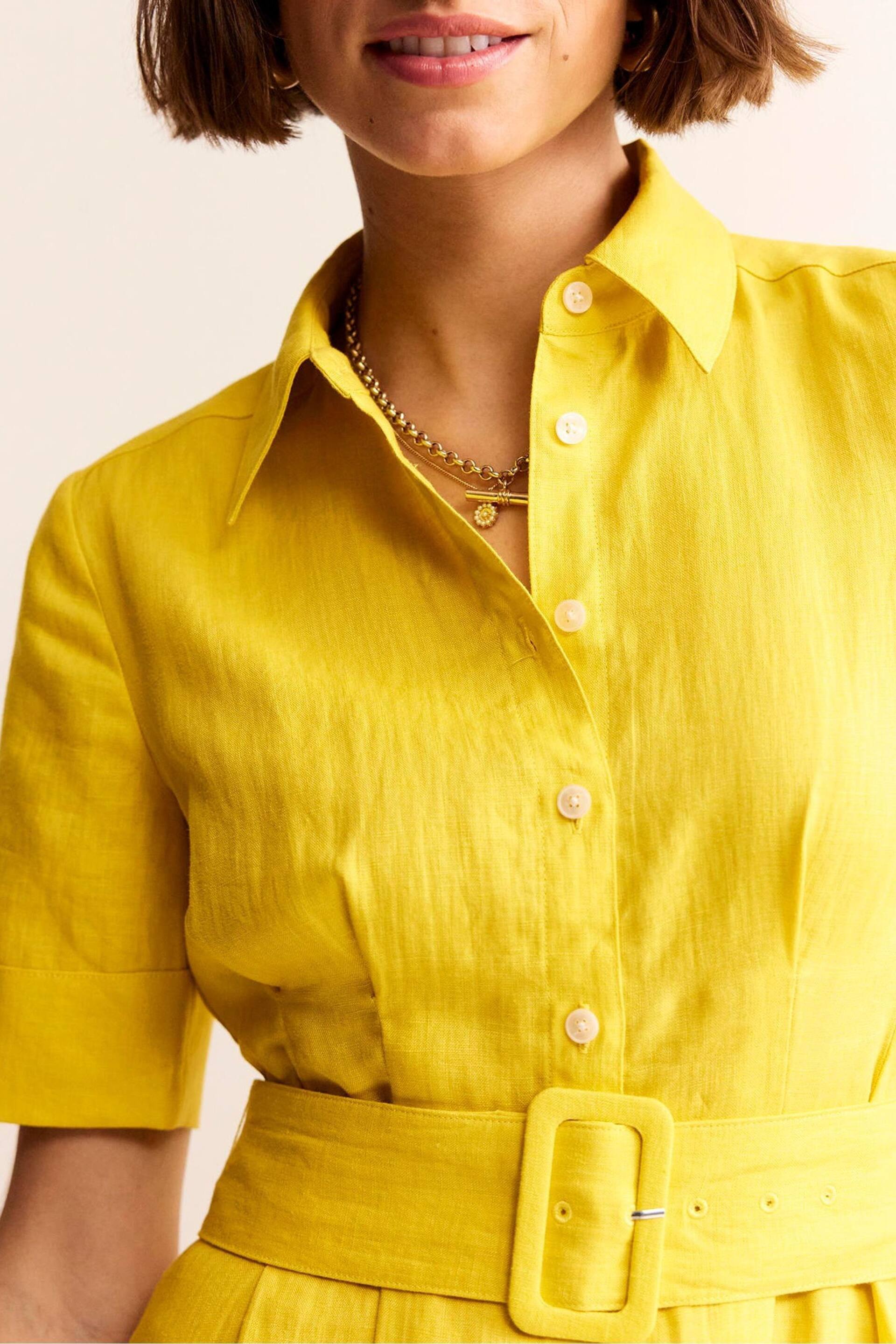 Boden Yellow Louise Linen Midi Shirt Dress - Image 2 of 5