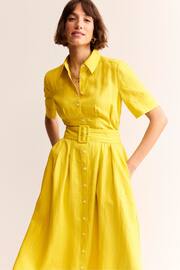 Boden Yellow Louise Linen Midi Shirt Dress - Image 4 of 5