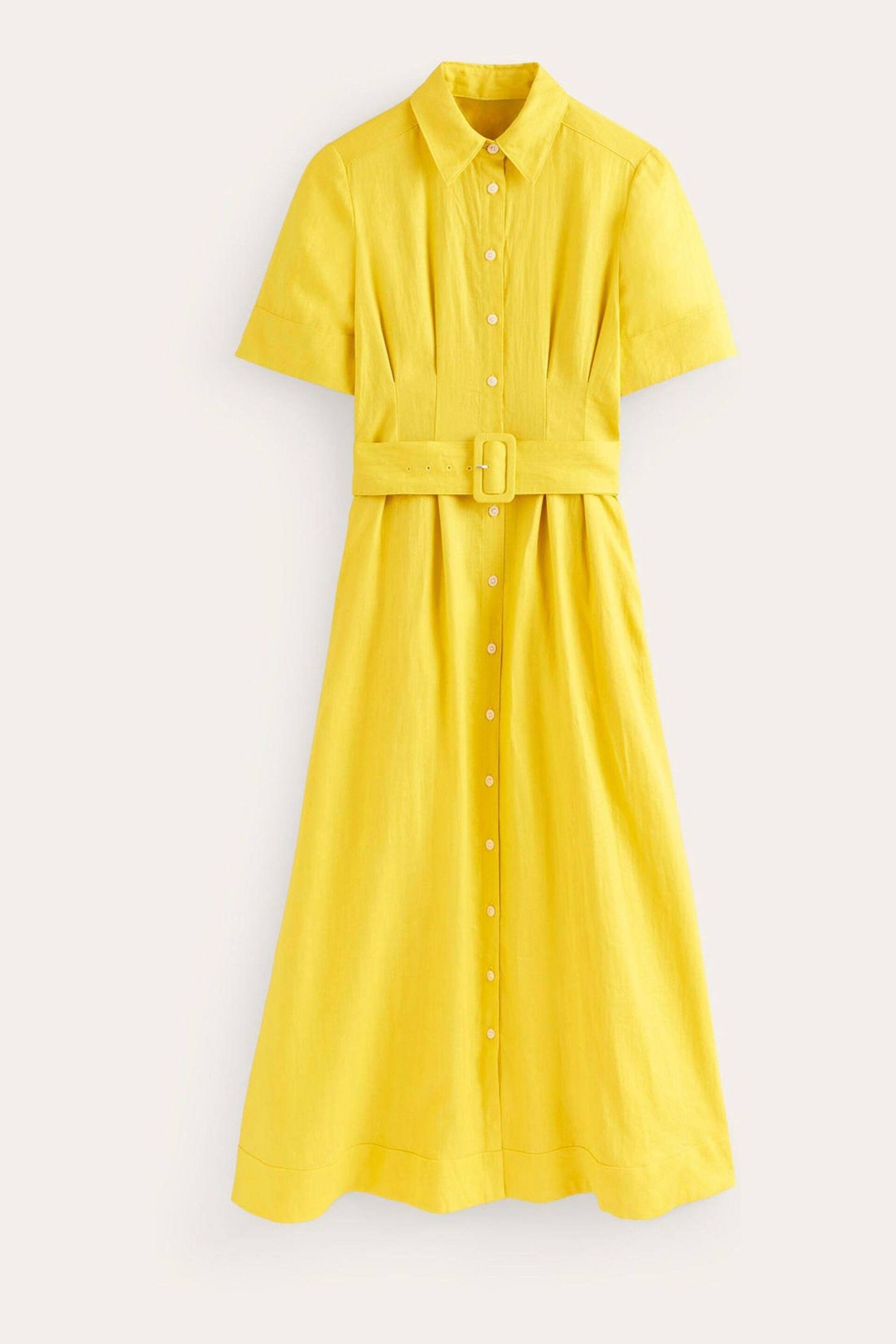 Boden Yellow Louise Linen Midi Shirt Dress - Image 5 of 5