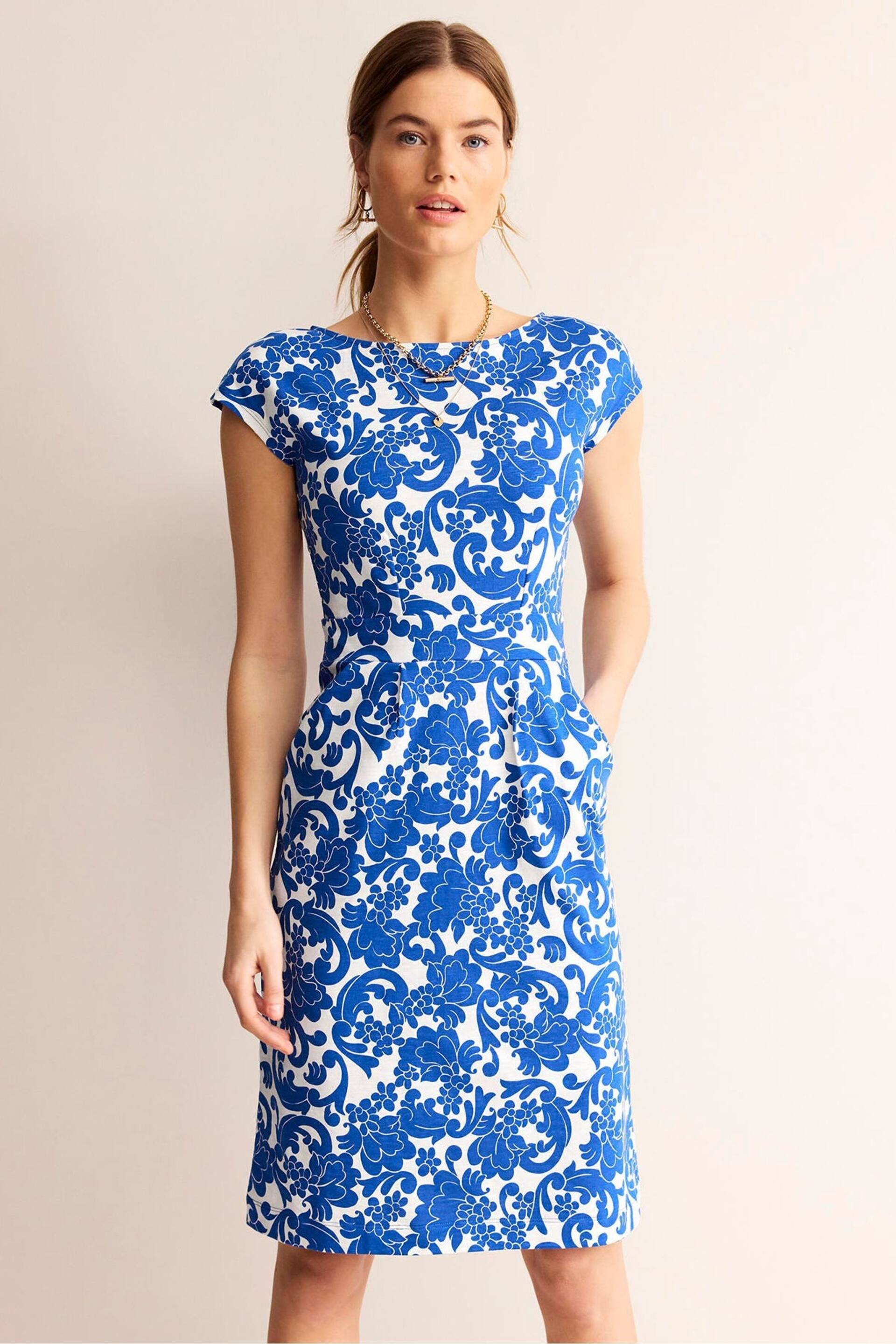 Boden Blue Floral Florrie Jersey Dress - Image 1 of 5