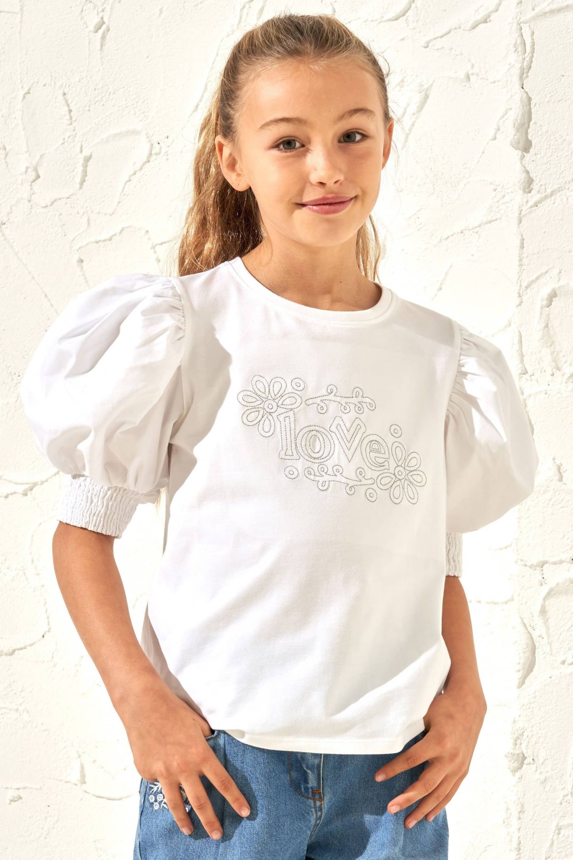 Angel & Rocket White Embellished Love Alessia T-Shirt - Image 1 of 3