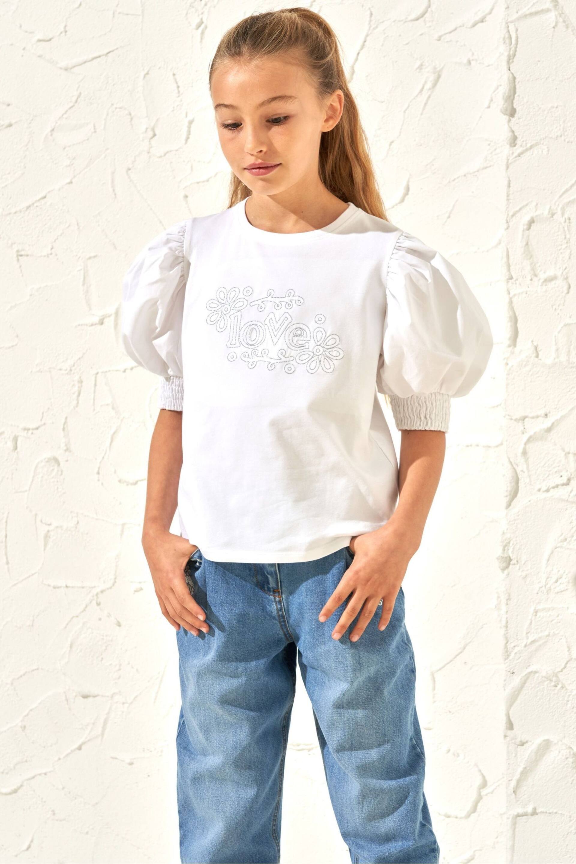 Angel & Rocket White Embellished Love Alessia T-Shirt - Image 2 of 3