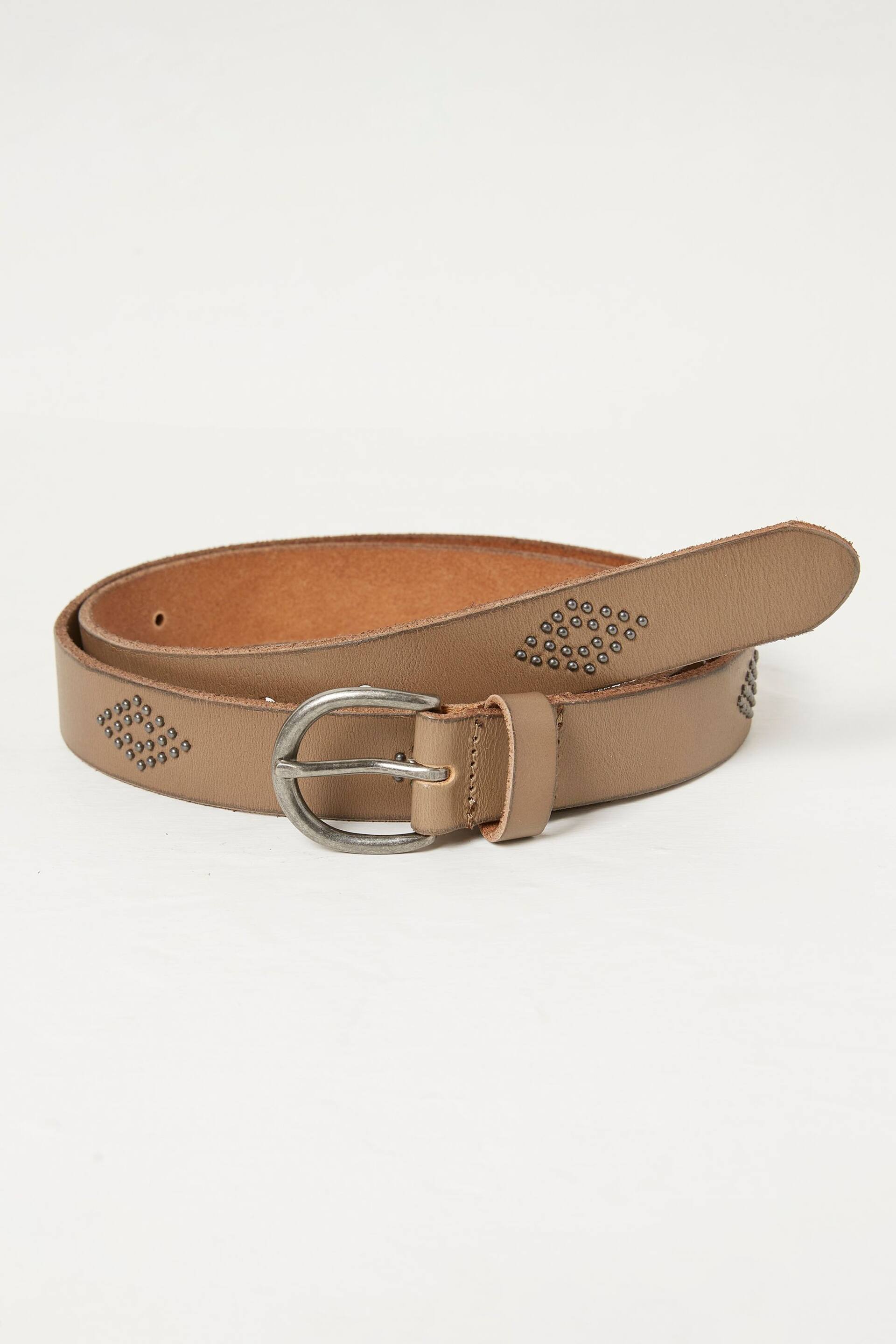 FatFace Brown Jean Stud Leather Belt - Image 1 of 2