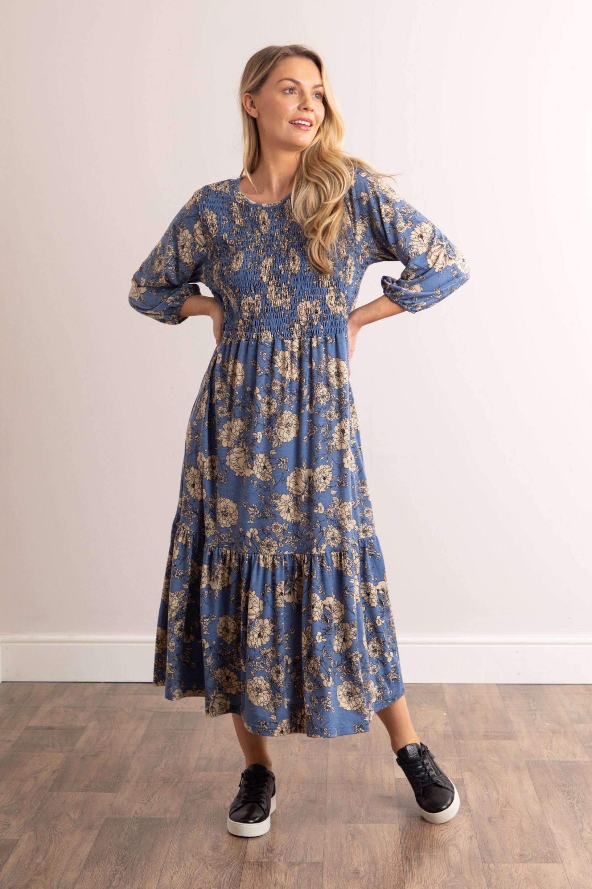 Lakeland Leather Blue Tiffany Floral Midi Dress - Image 3 of 6