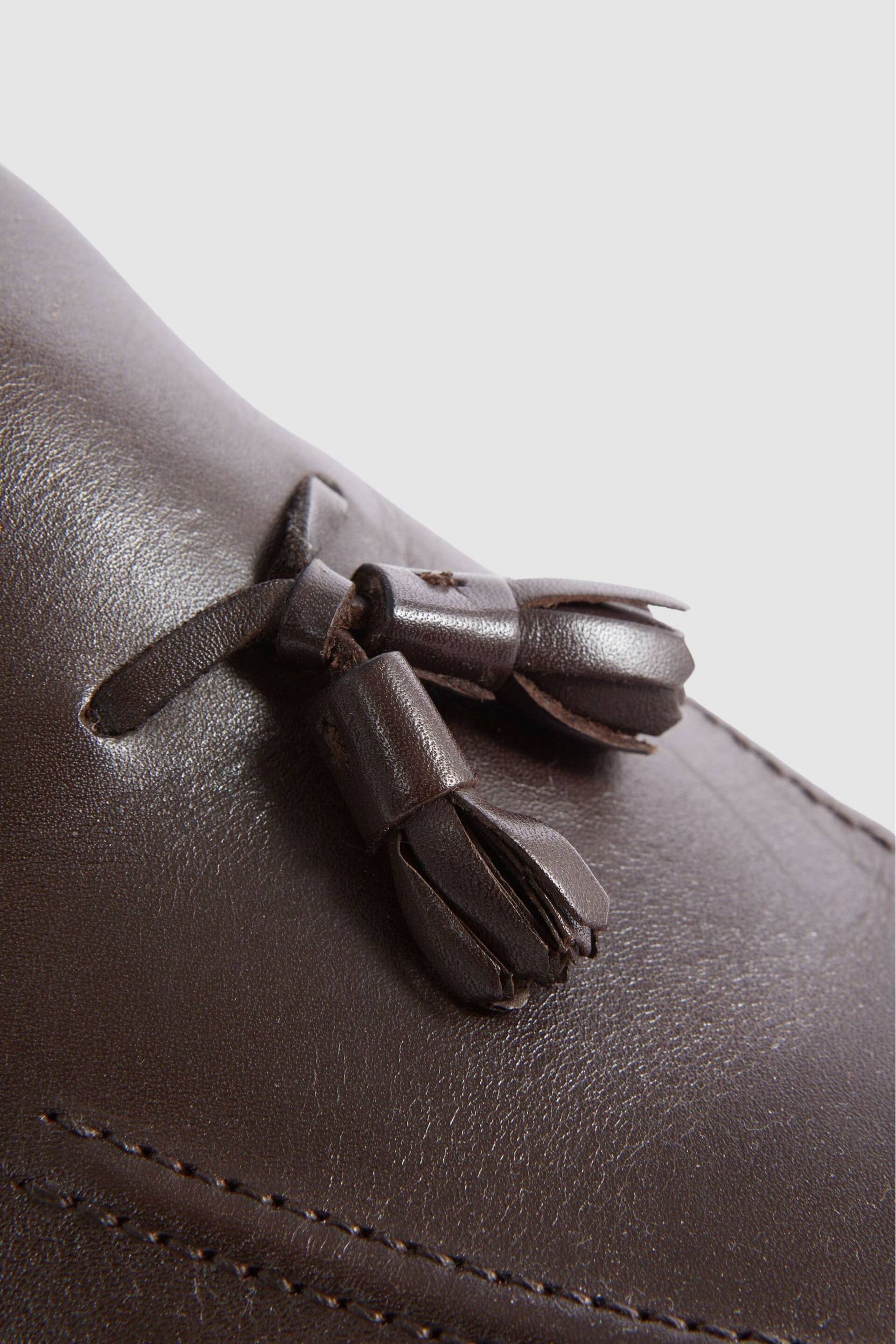 Reiss Dark Brown Clayton Leather Tassel Loafers - Image 5 of 5