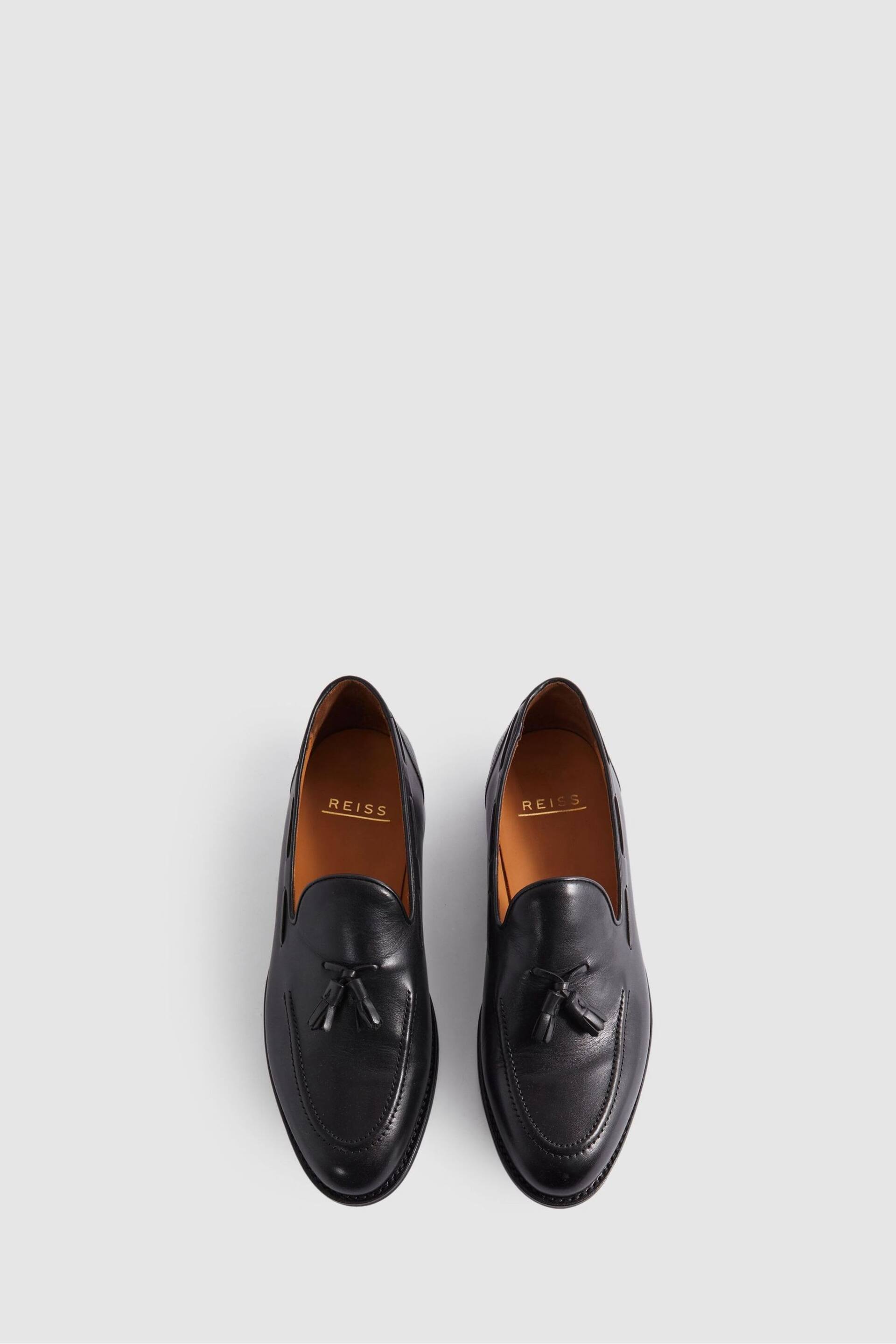 Reiss Black Clayton Leather Tassel Loafers - Image 3 of 4