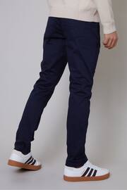 Threadbare Blue Cotton Slim Fit 5 Pocket Chino Trousers With Stretch - Image 2 of 4