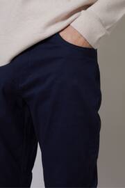 Threadbare Blue Cotton Slim Fit 5 Pocket Chino Trousers With Stretch - Image 4 of 4