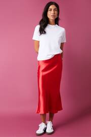 Threadbare Red Satin Midi Skirt - Image 3 of 5