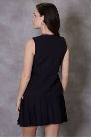 Threadbare Black Longline Fitted Tailored Waistcoat - Image 2 of 5