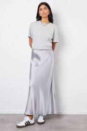 Threadbare Silver Satin Maxi Slip Skirt - Image 4 of 5