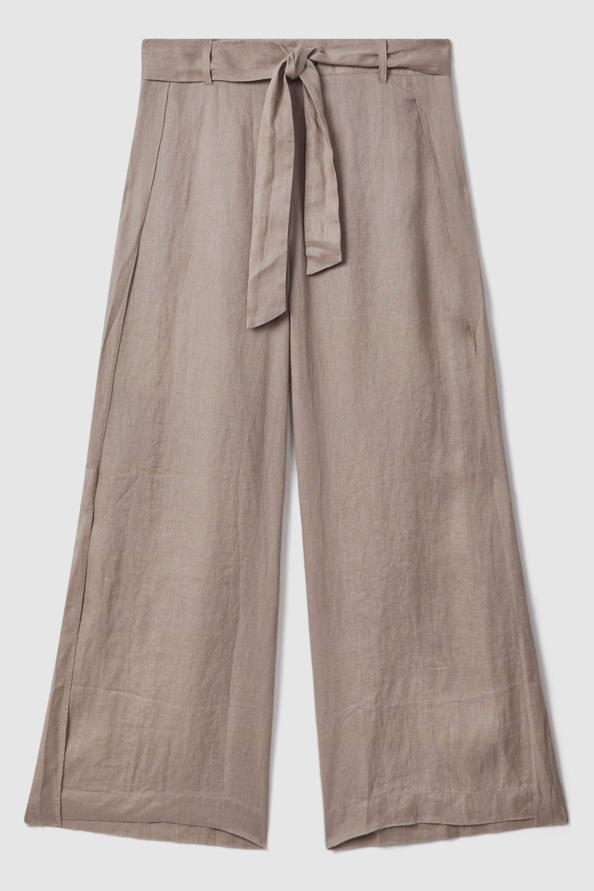 Reiss Taupe Harry Linen Side Split Trousers - Image 2 of 6