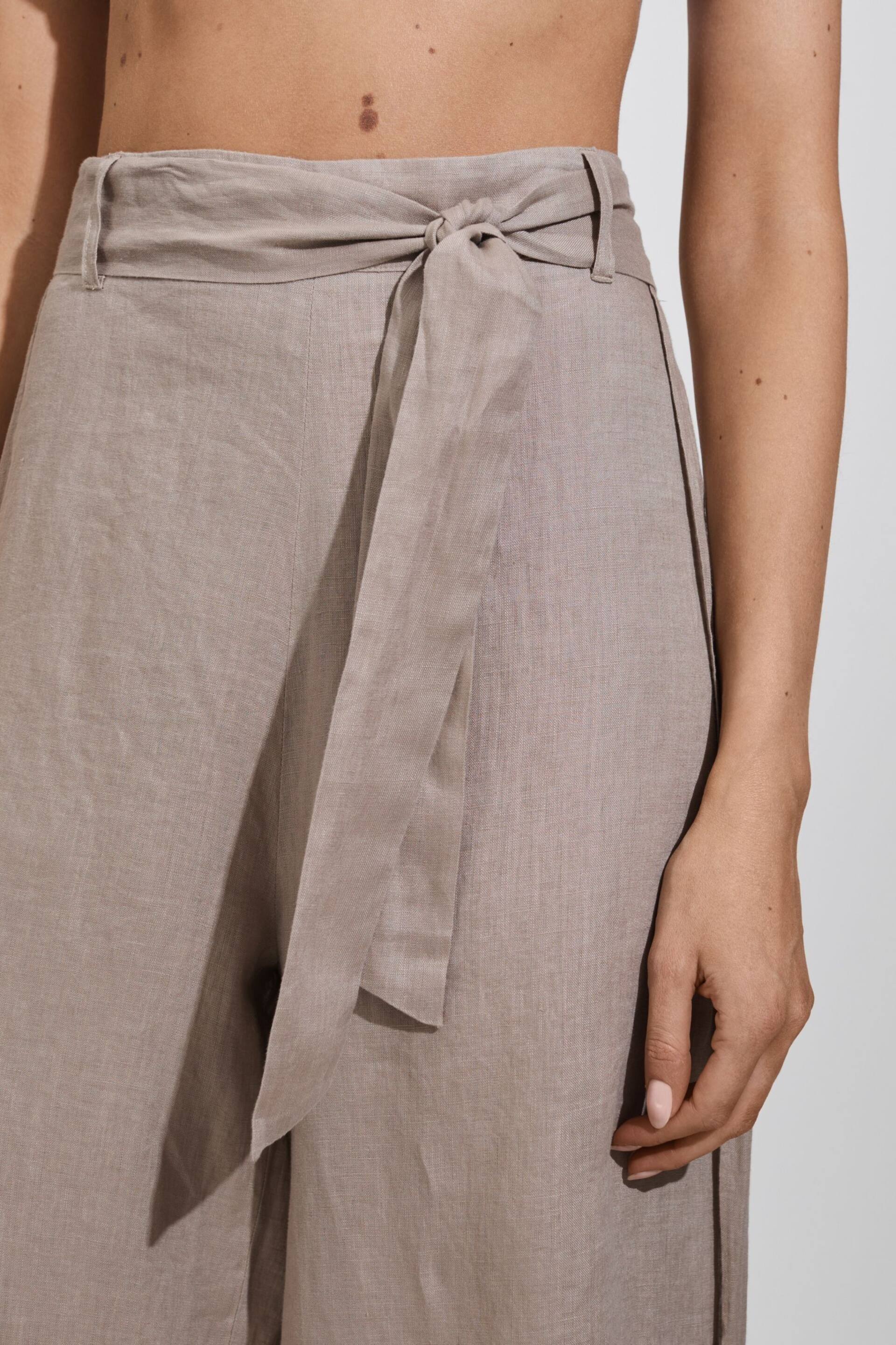 Reiss Taupe Harry Linen Side Split Trousers - Image 4 of 6
