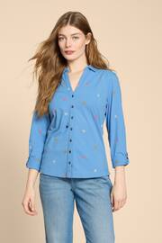 White Stuff Blue Annie Embroidered Jersey Shirt - Image 1 of 7