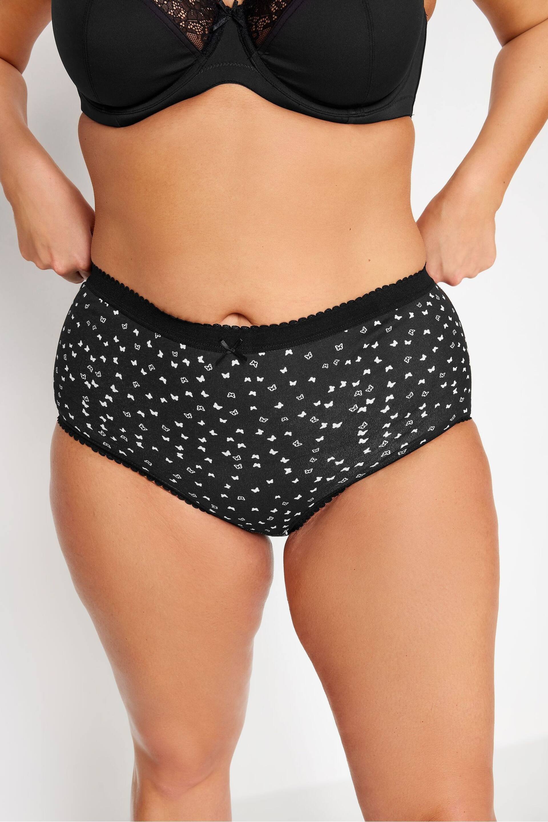 Yours Curve Black 5 PACK Butterfly Design High Waisted Full Briefs - Image 2 of 2