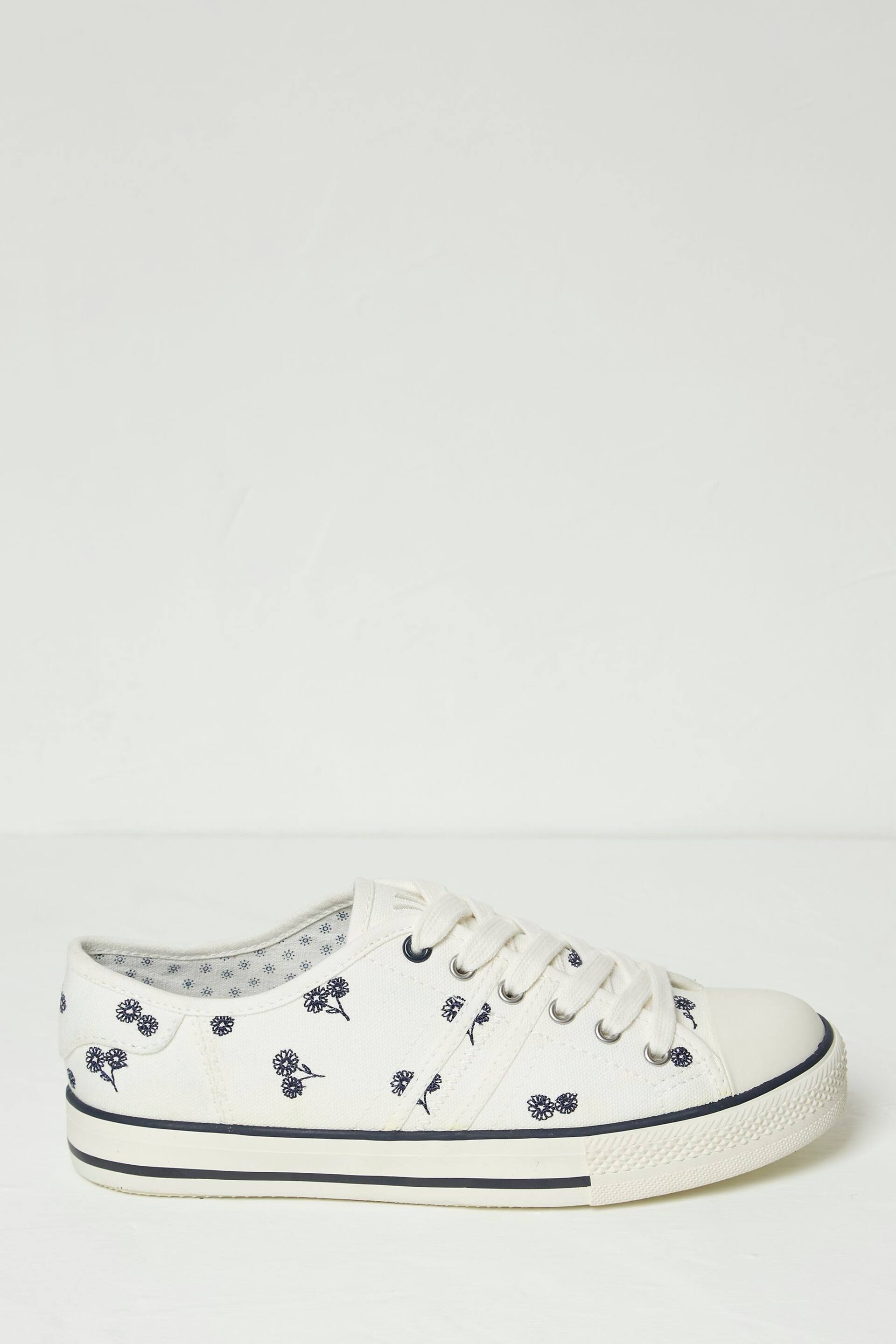 FatFace Natural Raya Canvas Lace Up Trainers - Image 1 of 3