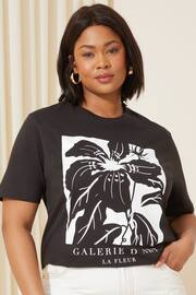 Curves Like These Black Floral Short Sleeve Graphic T-Shirt - Image 1 of 4