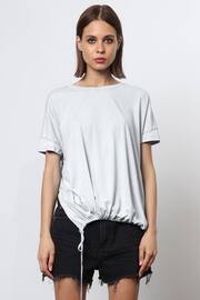 Religion White T-Shirt With Drawstring Detail In Textured Jersey - Image 1 of 6