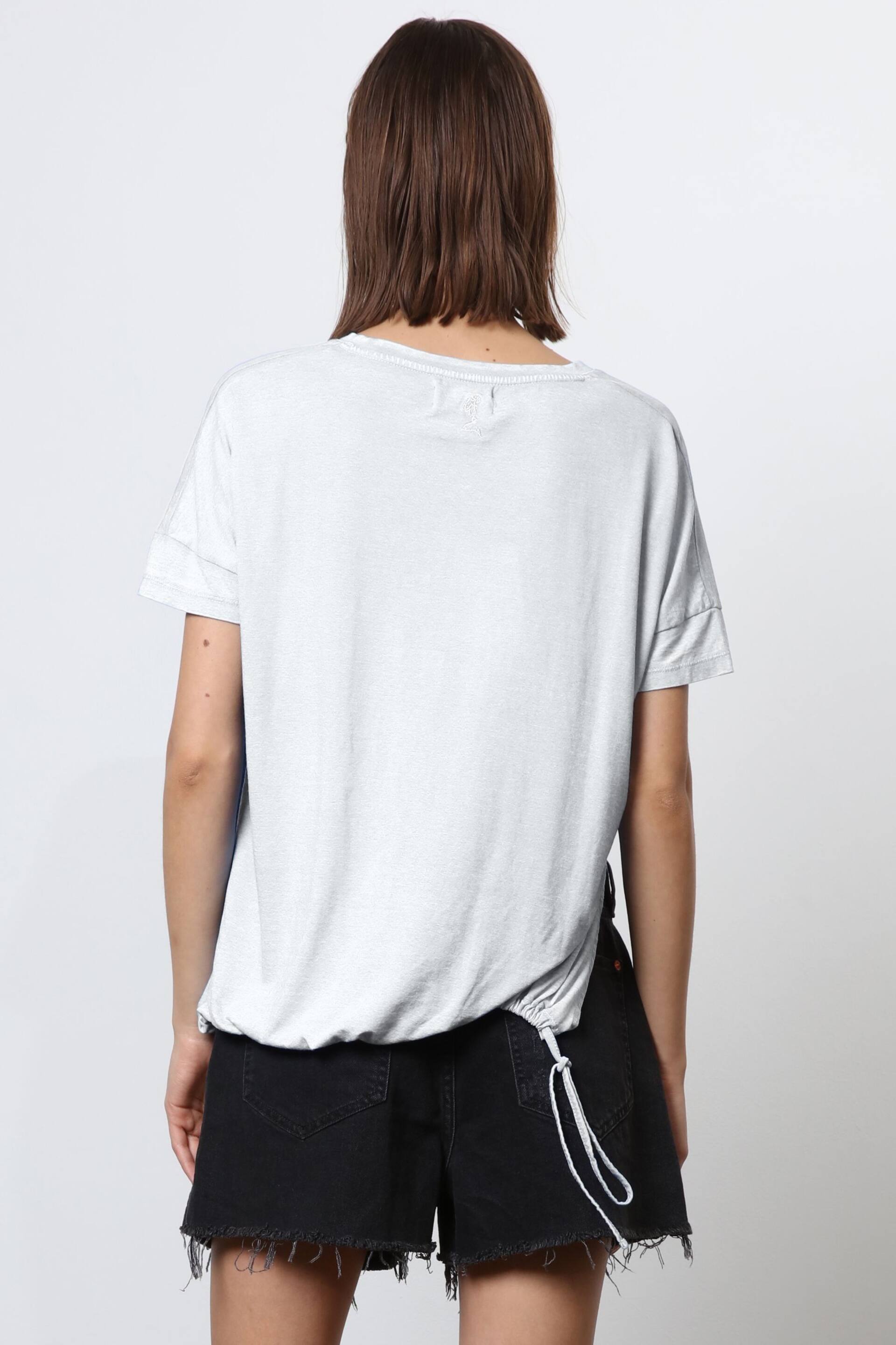 Religion White T-Shirt With Drawstring Detail In Textured Jersey - Image 3 of 6