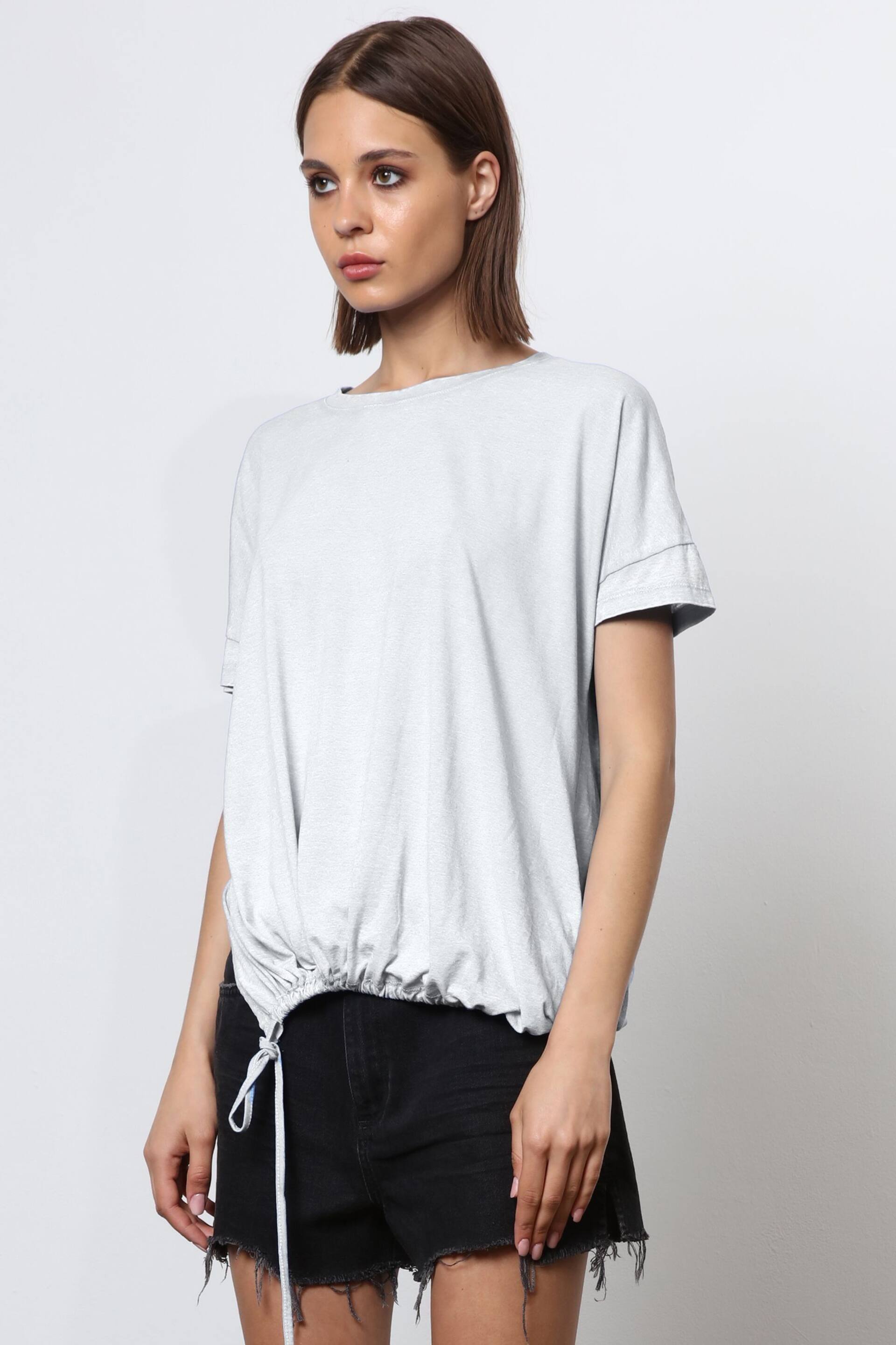 Religion White T-Shirt With Drawstring Detail In Textured Jersey - Image 4 of 6