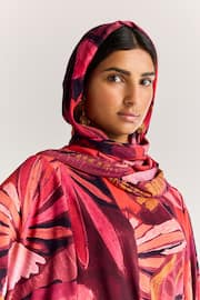 Red Print Long Sleeve Scarf Maxi Dress - Image 5 of 6