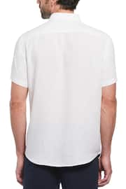Original Penguin Delave Linen Pocket Short Sleeve White Shirt - Image 2 of 3