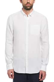 Original Penguin Delave Linen Long Sleeve White Shirt - Image 1 of 4