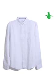 Original Penguin Delave Linen Long Sleeve White Shirt - Image 4 of 4