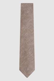 Reiss Light Brown Melange Vitali Linen Tie - Image 1 of 5