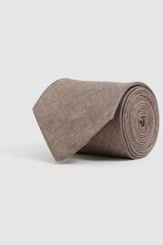 Reiss Light Brown Melange Vitali Linen Tie - Image 3 of 5