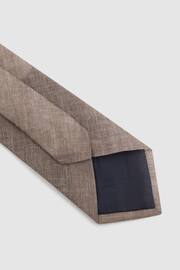 Reiss Light Brown Melange Vitali Linen Tie - Image 4 of 5