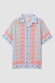 Reiss Orange Multi Pantain Linen Printed Cuban Collar Shirt - Image 2 of 6