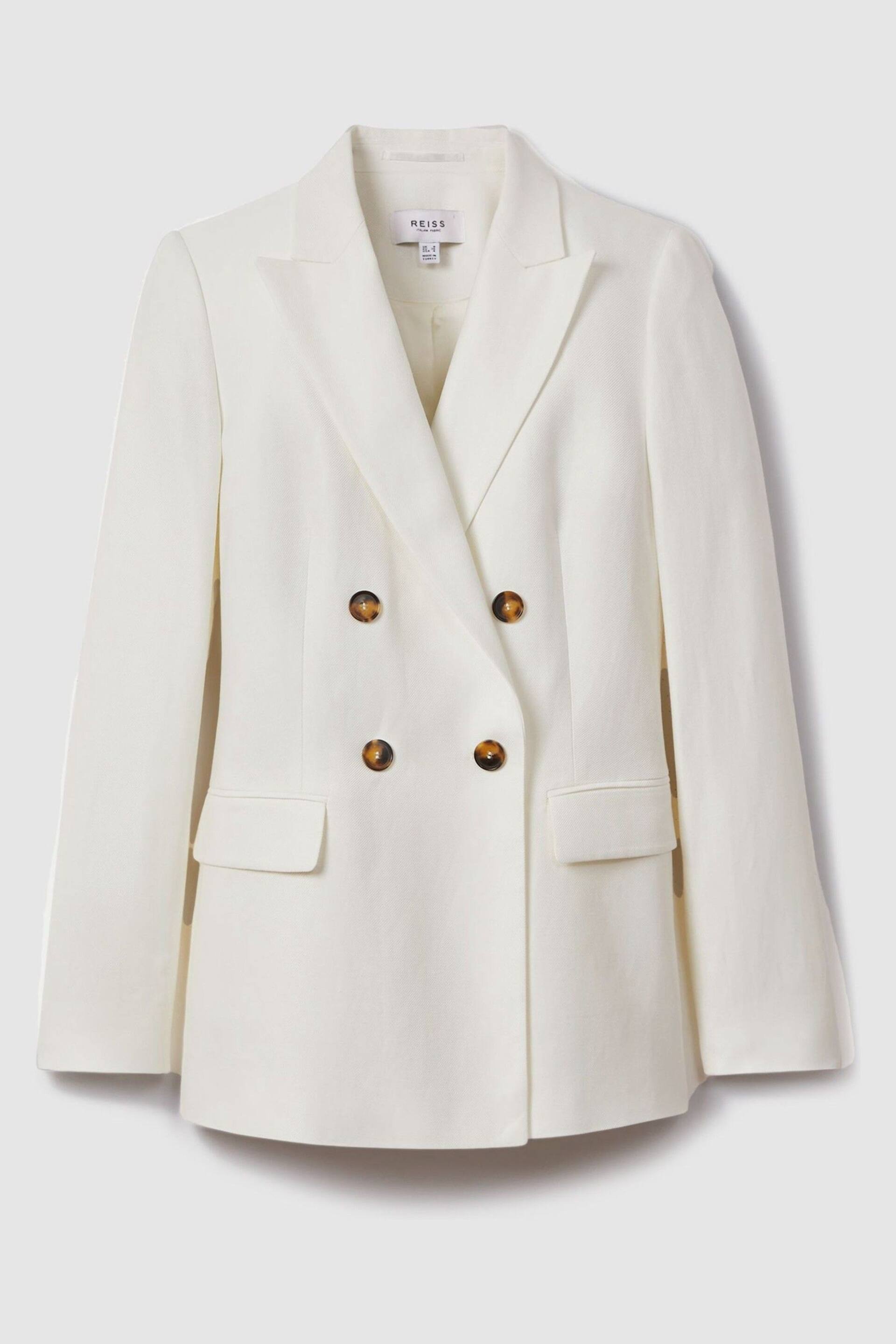 Reiss White Lori Viscose-Linen Double Breasted Suit Blazer - Image 2 of 7