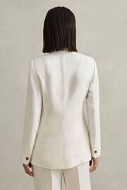 Reiss White Lori Viscose-Linen Double Breasted Suit Blazer - Image 6 of 7