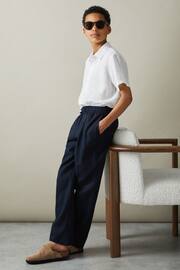 Reiss White Holiday Junior Short Sleeve Linen Shirt - Image 1 of 4