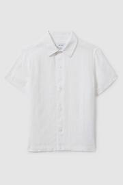 Reiss White Holiday Junior Short Sleeve Linen Shirt - Image 2 of 4