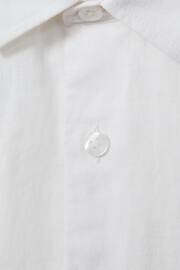 Reiss White Holiday Junior Short Sleeve Linen Shirt - Image 4 of 4