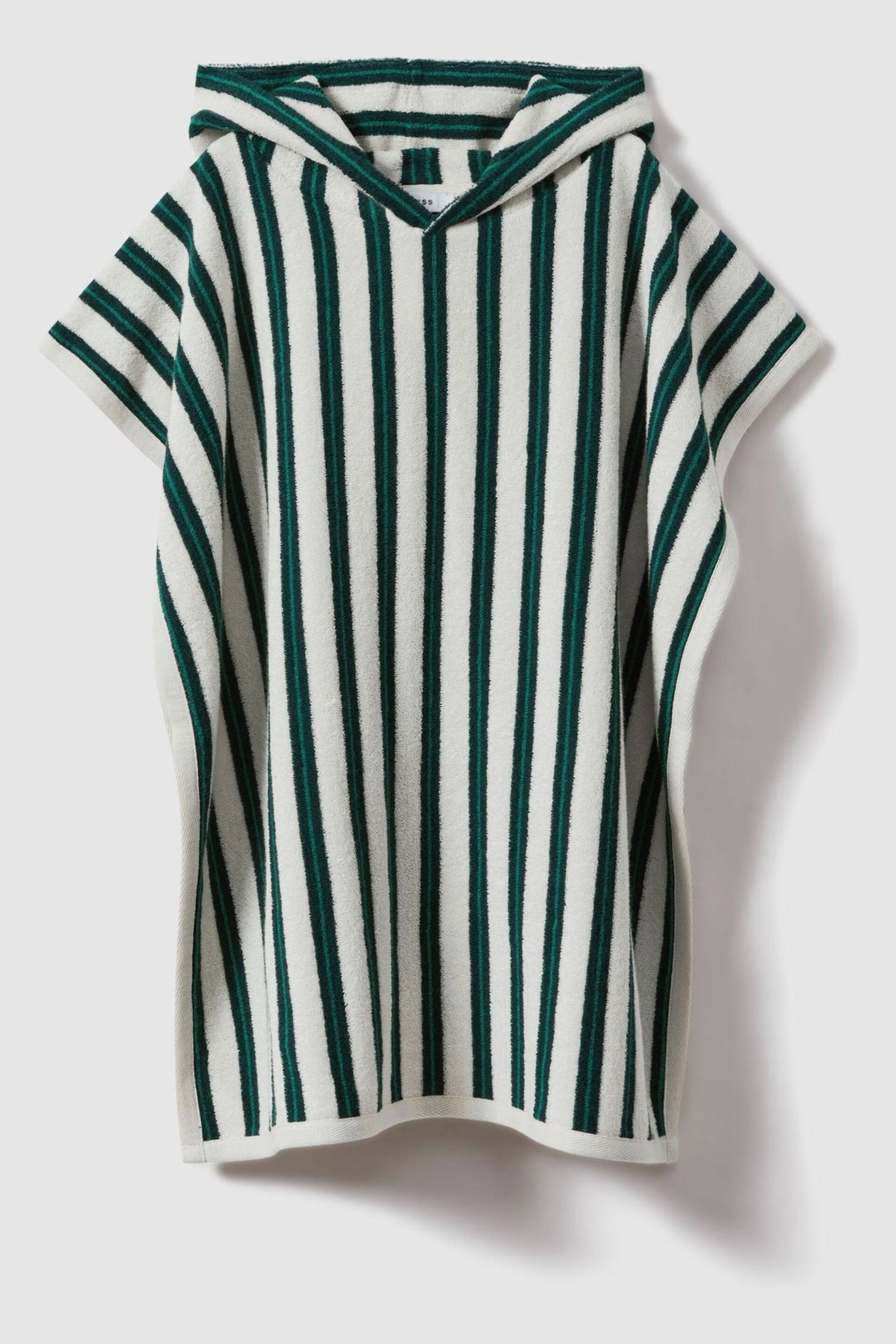 Reiss Green/White Ray Hooded Striped Poncho - Image 2 of 4