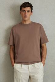 Reiss Deep Taupe Tate Oversized Garment Dye T-Shirt - Image 1 of 5