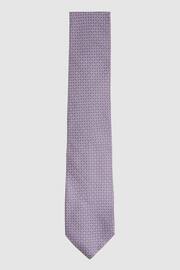 Reiss Orchid Como Silk Geometric Print Tie - Image 1 of 5