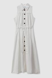 Reiss White Heidi Petite Viscose Linen Belted Midi Dress - Image 2 of 7