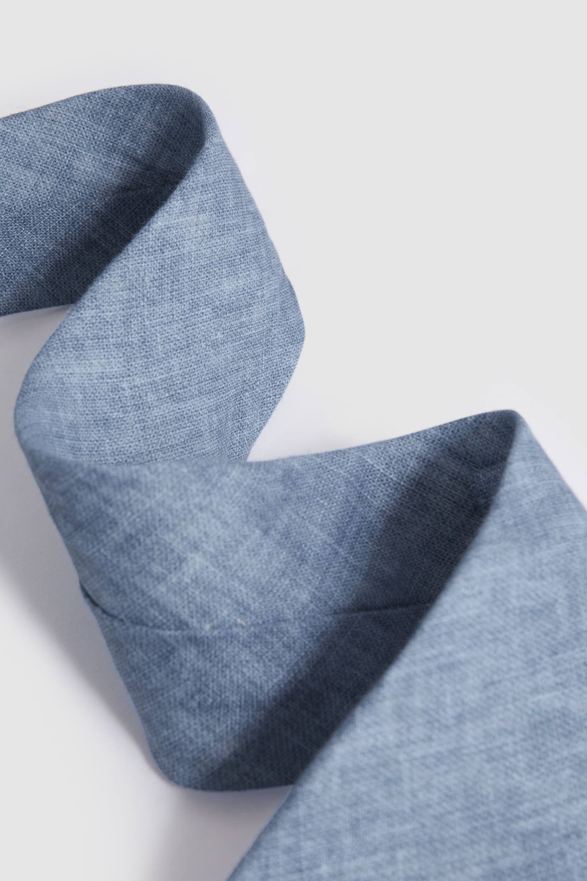 Reiss Denim Melange Vitali Linen Tie - Image 3 of 5