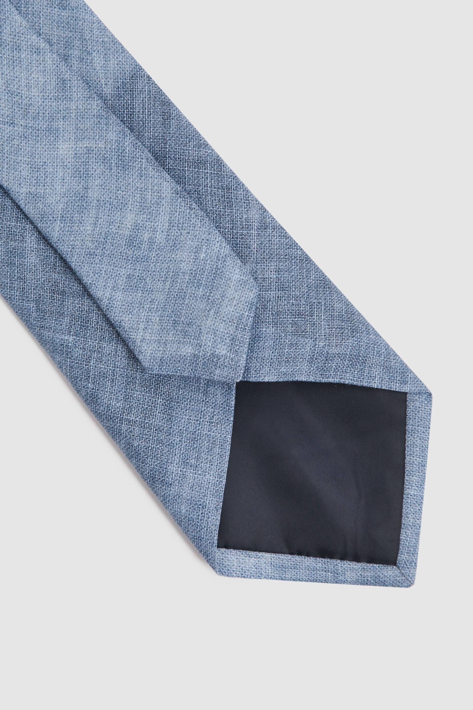 Reiss Denim Melange Vitali Linen Tie - Image 4 of 5