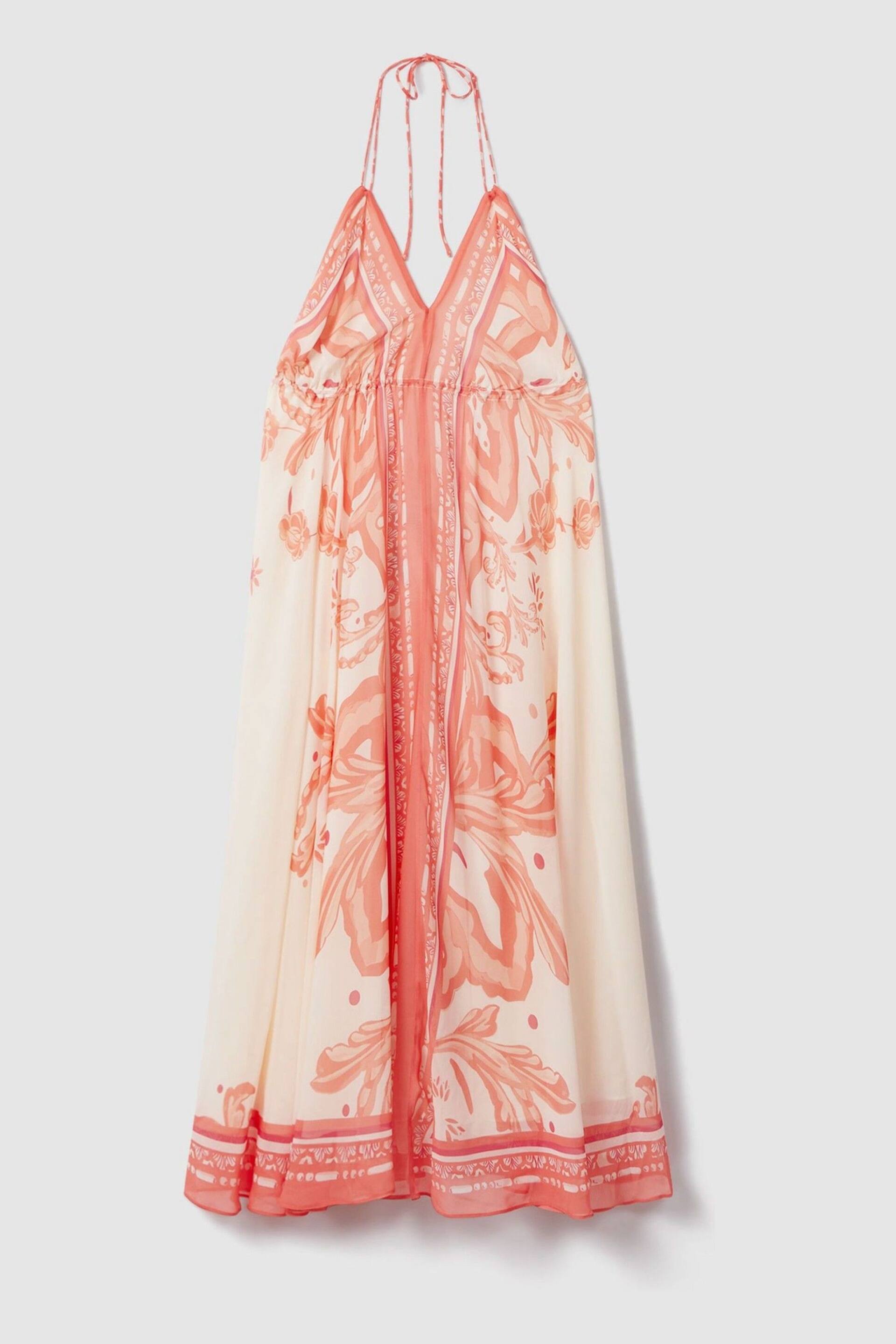 Reiss Coral Delilah Printed Ruched Waist Midi Dress - Image 2 of 6