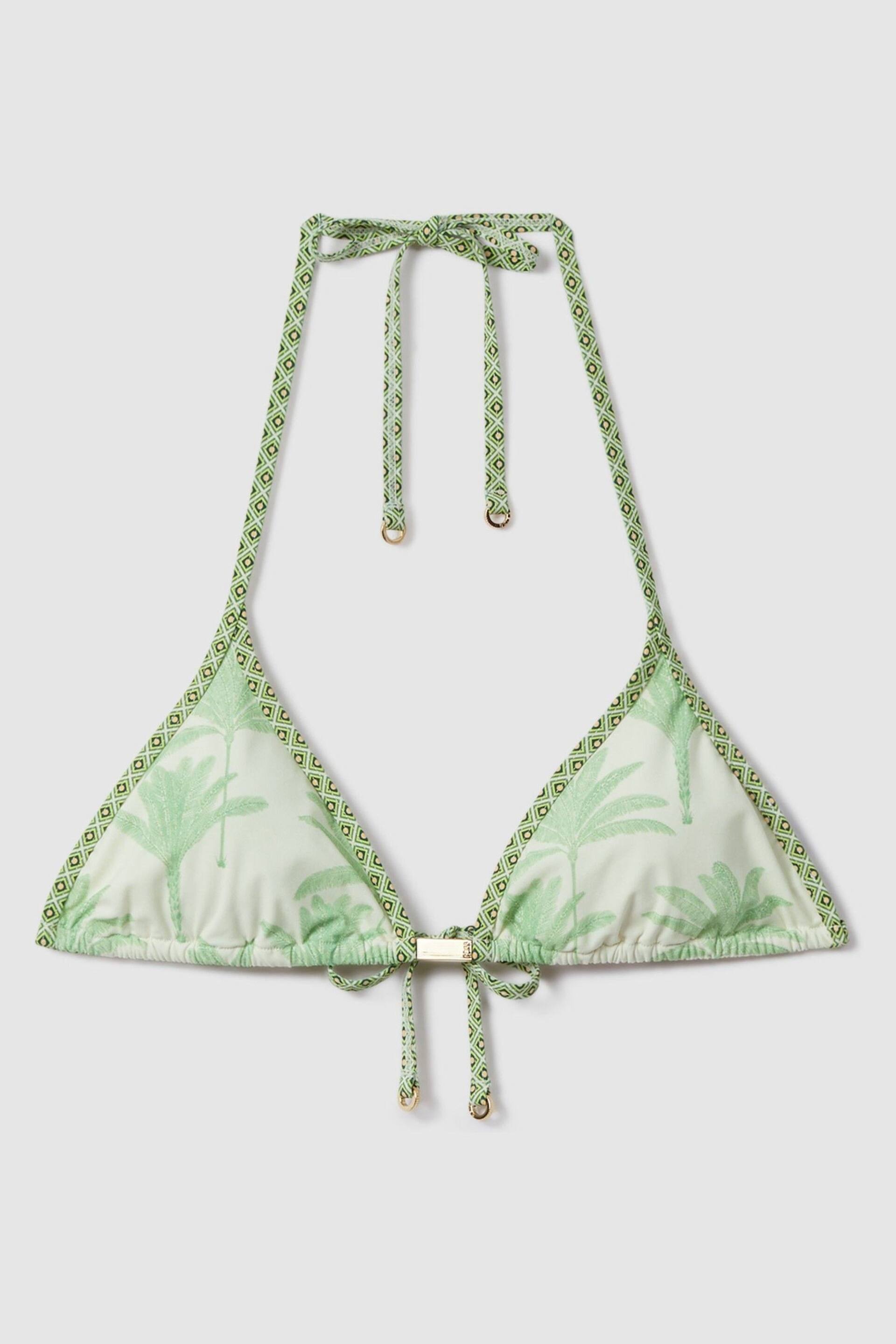 Reiss Green/Cream Thia Palm Tree Print Bikini Top - Image 2 of 6