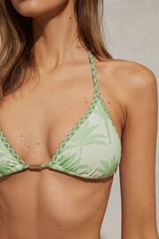 Reiss Green/Cream Thia Palm Tree Print Bikini Top - Image 4 of 6