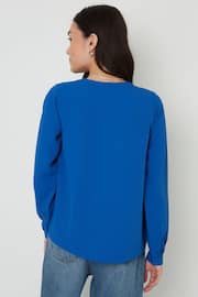 Threadbare Blue V-Neck Sleeve Blouse - Image 2 of 5