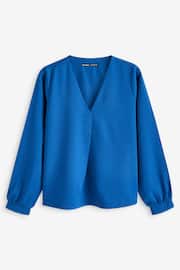 Threadbare Blue V-Neck Sleeve Blouse - Image 5 of 5