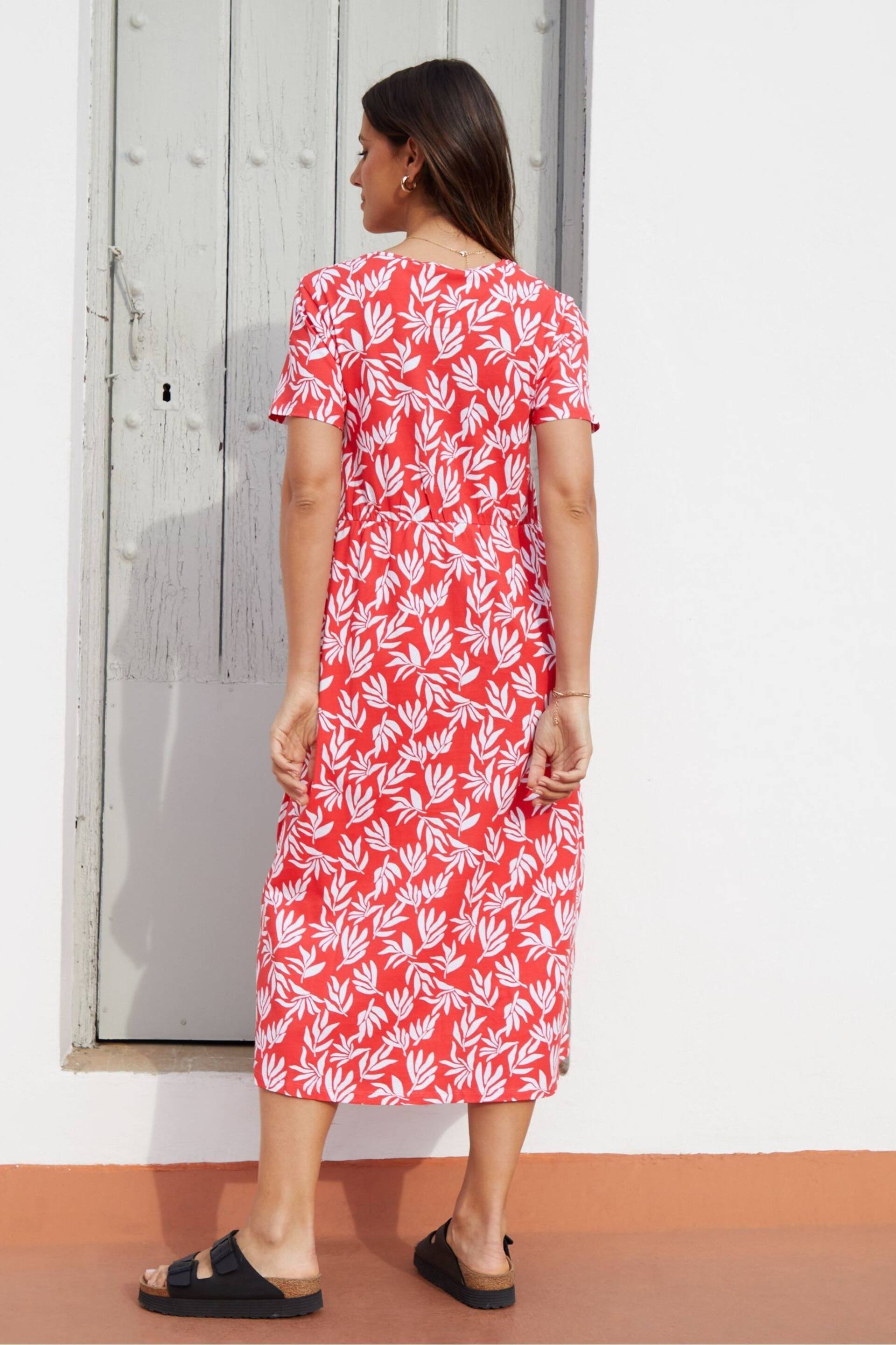 Threadbare Red Cotton Smock-Style Midi Dress - Image 2 of 4